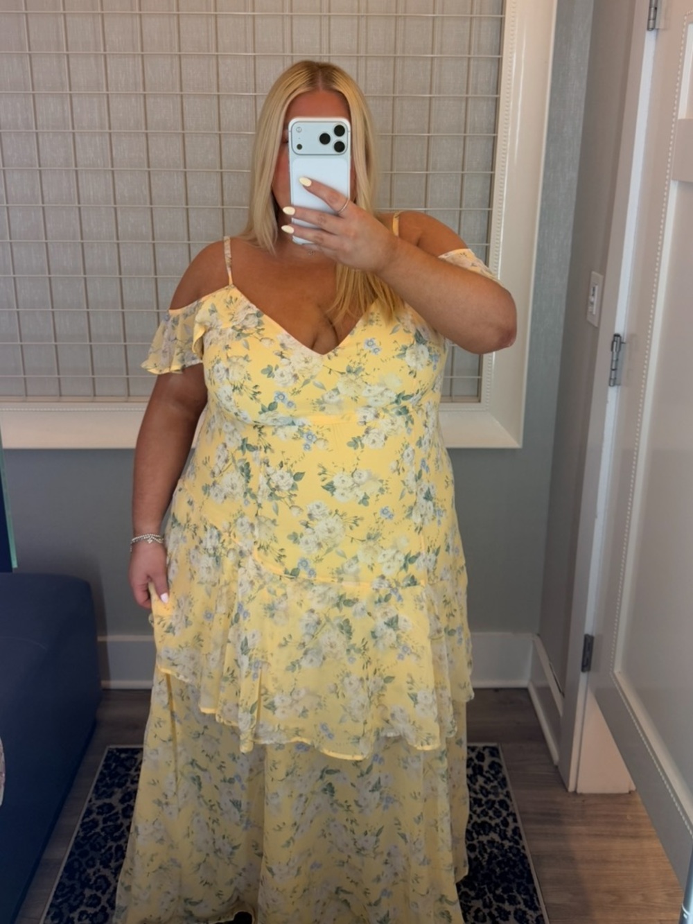 torrid Yellow Floral Cold-Shoulder Tiered Maxi Dress
